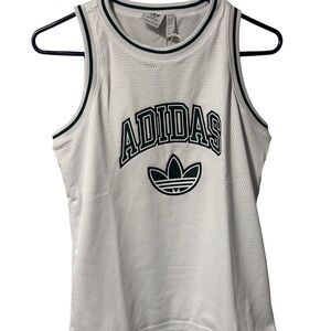 New Adidas Originals Jersey Boys Youth Size Medium Mesh Tank Retro White